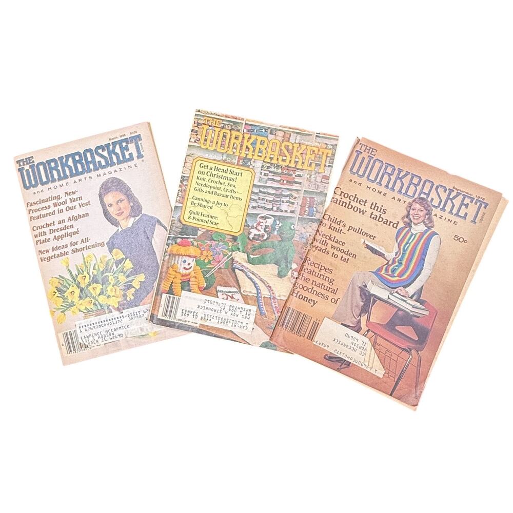 🧶 Vintage The Workbasket Magazines Lot 3 Crochet Sewing Needlework Issues Retro